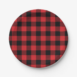 Buffalo Check Pattern Holiday Paper Plate
