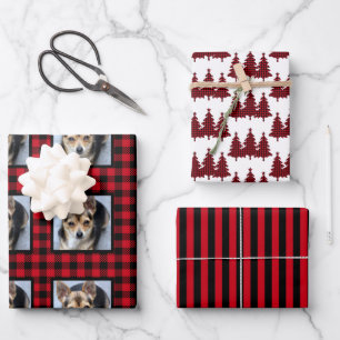 Buffalo Check Pet Photo Christmas Wrapping Paper Sheet