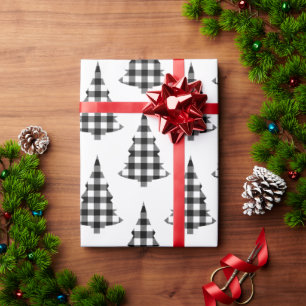 Buffalo Check Pine Trees Rustic Wrapping Paper
