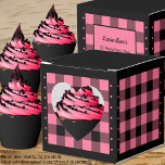 Buffalo Check - Pink and Black - Heart Favour Box<br><div class="desc">Heart pink and black buffalo check favour box. Text on the back of the box is customisable. If you use the 'edit design' button/tool,  you can also add your own images/photos. Other colorways available.

See the Collection of all box sizes & buffalo check colours here:
https://www.zazzle.com/collections/boxes_product_promotional_gift_buffalo_check-119842043554925619</div>