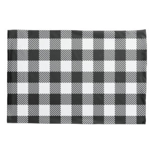 Buffalo Check Plaid Black White Pillowcase