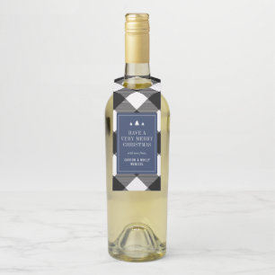 Buffalo Check Plaid Christmas Personalised Gift Bottle Tag