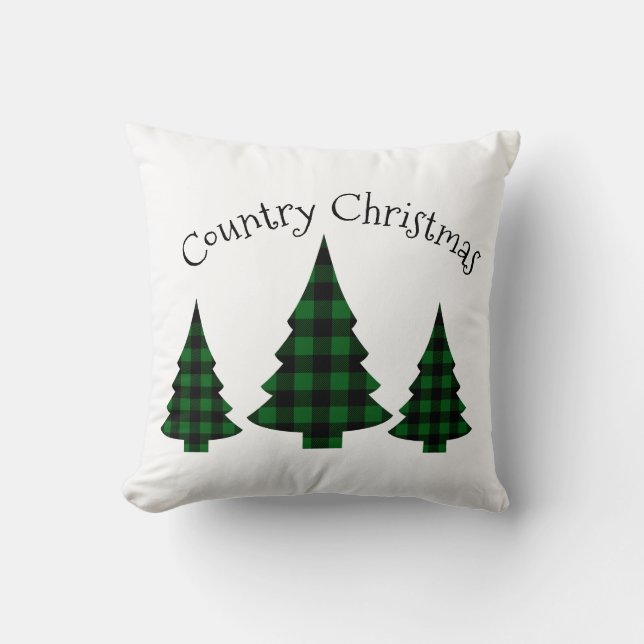 Buffalo Check Plaid Holiday Country Christmas Cushion (Front)