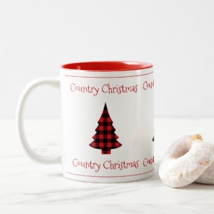 Buffalo Check Plaid Holiday Country Christmas Two Two-Tone Coffee Mug