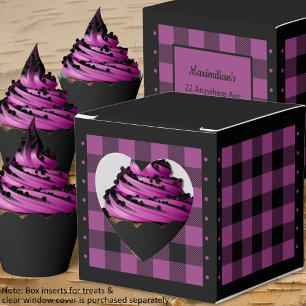 Buffalo Check - Purple and Black - Heart Favour Bo Favour Box