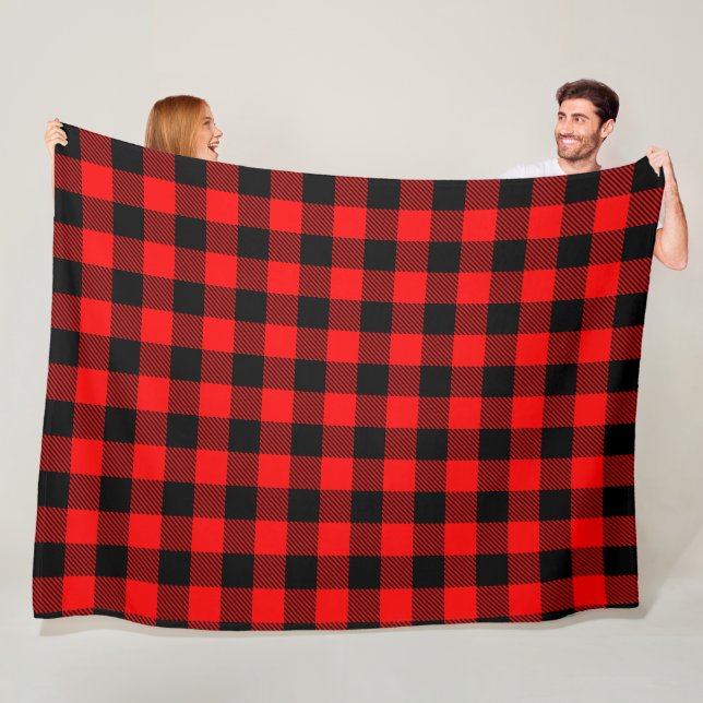 Buffalo Check Red and Black Lumberjack Plaid Decor Fleece Blanket (In Situ)