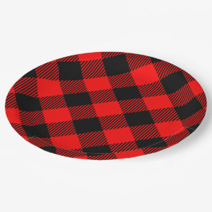 Buffalo Check Red and Black Lumberjack Plaid Decor Paper Plate