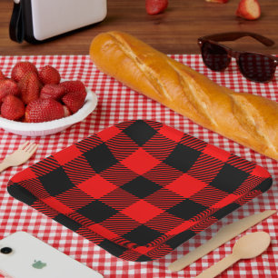 Buffalo Check Red and Black Lumberjack Plaid Decor Paper Plate