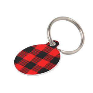 Buffalo Check Red and Black Lumberjack Plaid Decor Pet Tag