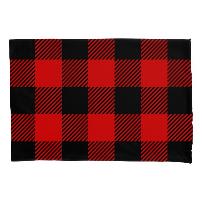 Buffalo Check Red and Black Lumberjack Plaid Decor Pillowcase (Front)