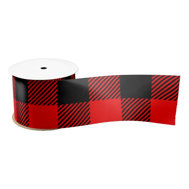 Buffalo Check Red and Black Lumberjack Plaid Decor Satin Ribbon (Spool)