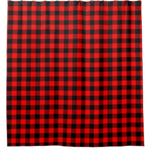 Buffalo Check Red and Black Lumberjack Plaid Decor Shower Curtain