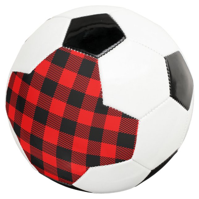 Buffalo Check Red and Black Lumberjack Plaid Decor Soccer Ball (Three Quarter)