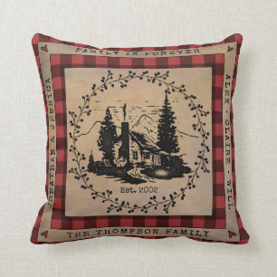 Buffalo Check Rustic Cabin Personalised Cushion