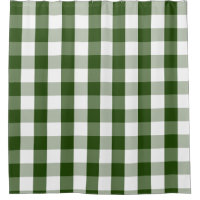 Buffalo Check Rustic Green White Shower Curtain