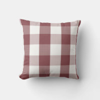 Buffalo Check - rustic red white Throw Pillow