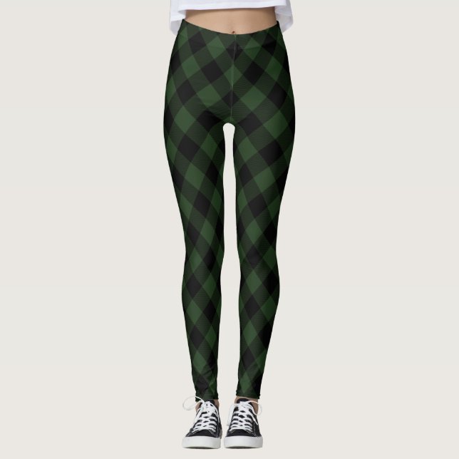 Buffalo Check Rustic Square Pattern Leggings (Front)