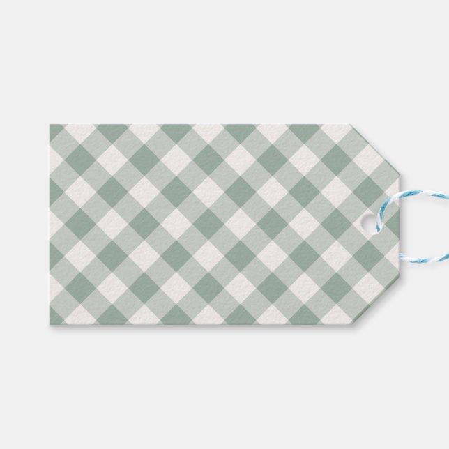 Buffalo Check Sage Green Gift Tags (Front (Horizontal))