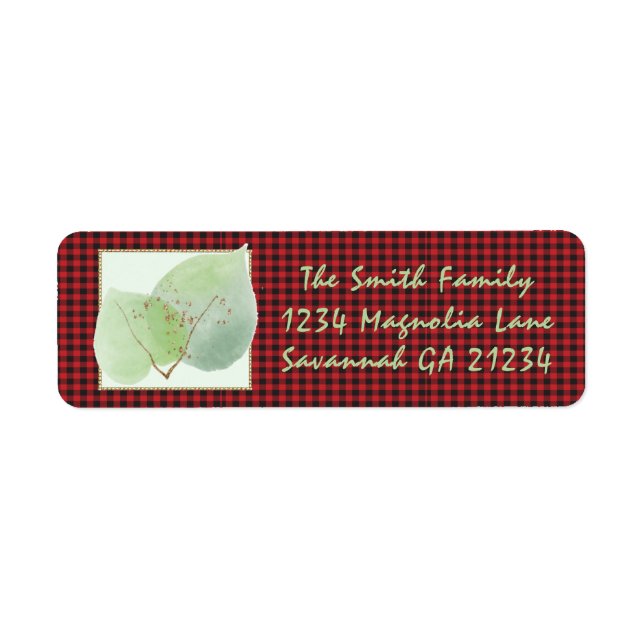 Buffalo Check Script Botanical Address Return  Return Address Label (Front)