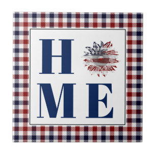 Buffalo check sunflower "Home"  Ceramic Tile