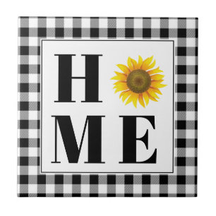Buffalo check sunflower "Home" Ceramic Tile
