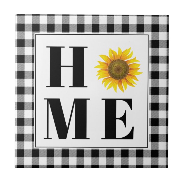 Buffalo check sunflower "Home"   Ceramic Tile (Front)