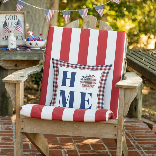 Buffalo check sunflower "Home"  Cushion (Creator Uploaded)