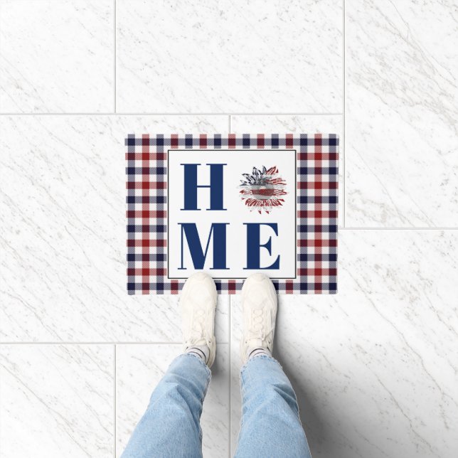 Buffalo check sunflower "Home"  Doormat (Indoor)