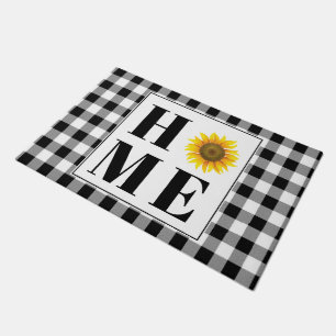 Buffalo check sunflower "Home"   Doormat