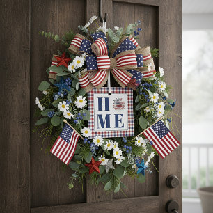 Buffalo check sunflower "Home"  Glass Tree Decoration