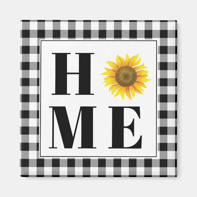Buffalo check sunflower "Home"   Magnet (Front)