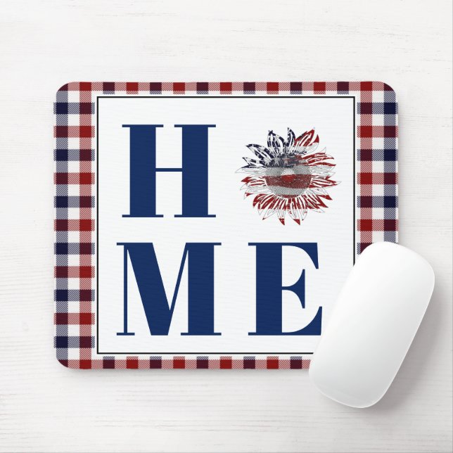 Buffalo check sunflower "Home"  Mouse Pad (With Mouse)