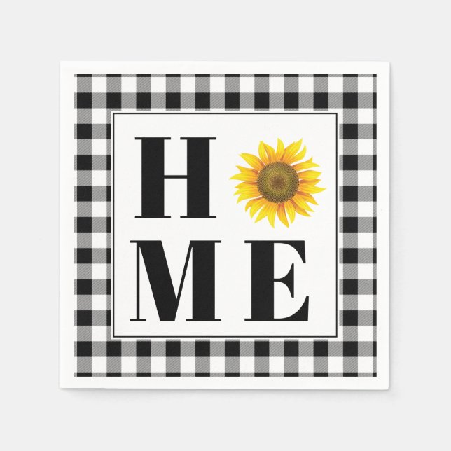 Buffalo check sunflower "Home"   Napkin (Front)