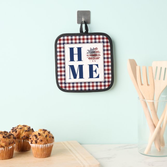 Buffalo check sunflower "Home"  Pot Holder (Insitu(Hanging))