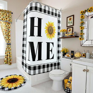 Buffalo check sunflower "Home"   Shower Curtain