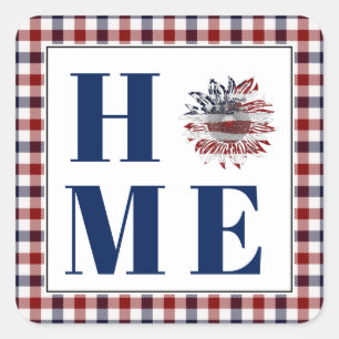 Buffalo check sunflower "Home" Square Sticker