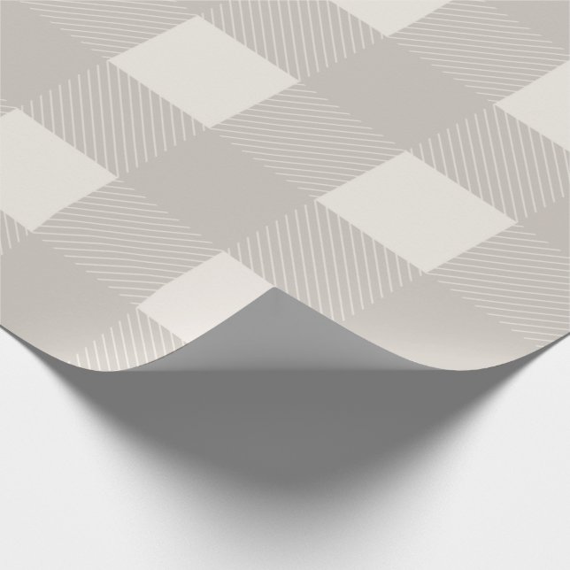 Buffalo Check Tan Simple Stylish Trendy Plaid Wrapping Paper (Corner)