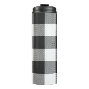 Buffalo Check White and Black Squares Plaid Thermal Tumbler