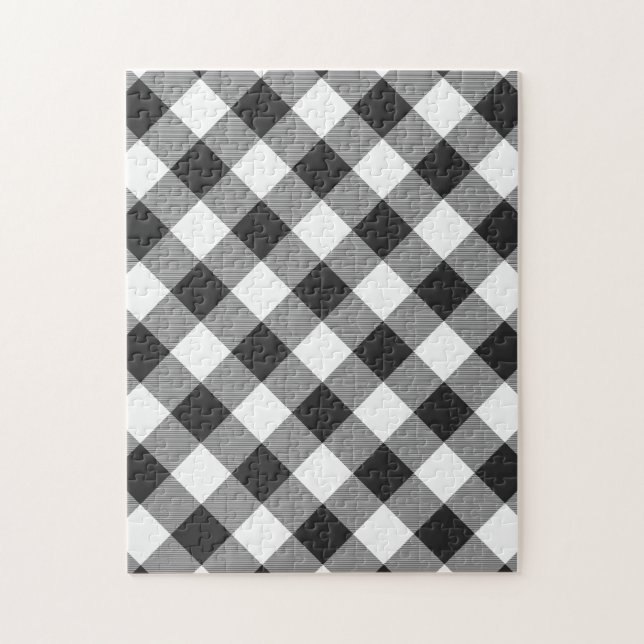 Buffalo Check White Tartan Plaid Pattern Jigsaw Puzzle (Vertical)