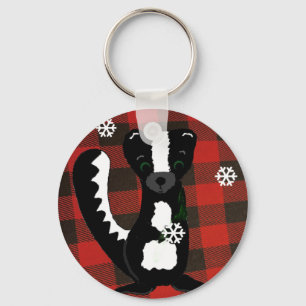 Buffalo Check Woodland Skunk Keychain