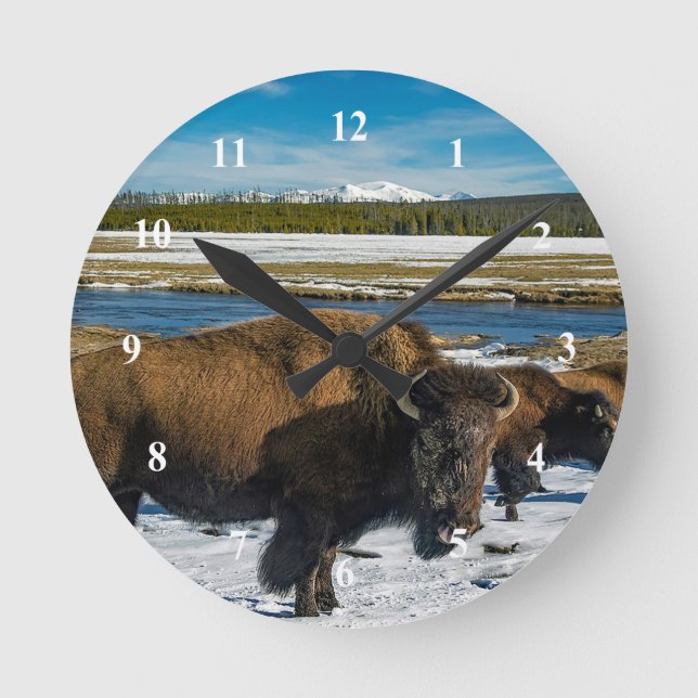 Buffalo Christmas Round Clock (Front)