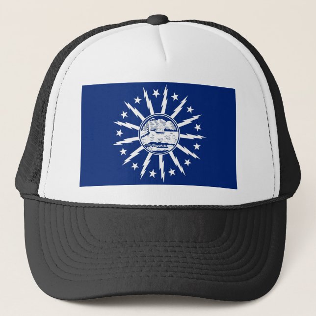 buffalo city flag united state america new york trucker hat (Front)