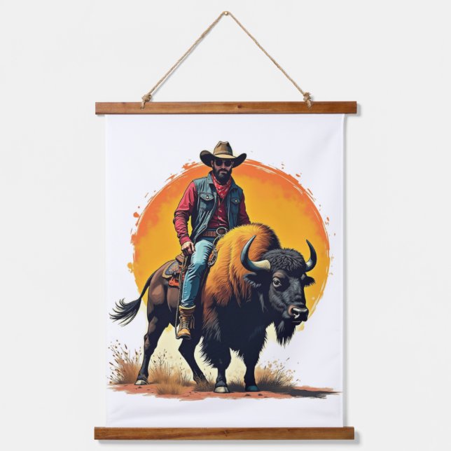 buffalo cowboy gift hanging tapestry (Front)