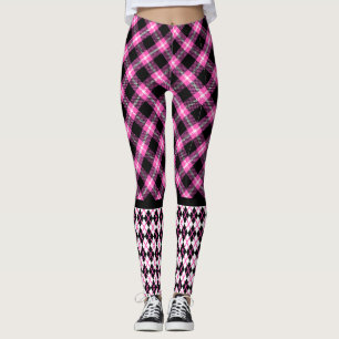 Buffalo & Diamond Plaids in Fuchsia & Black Leggings