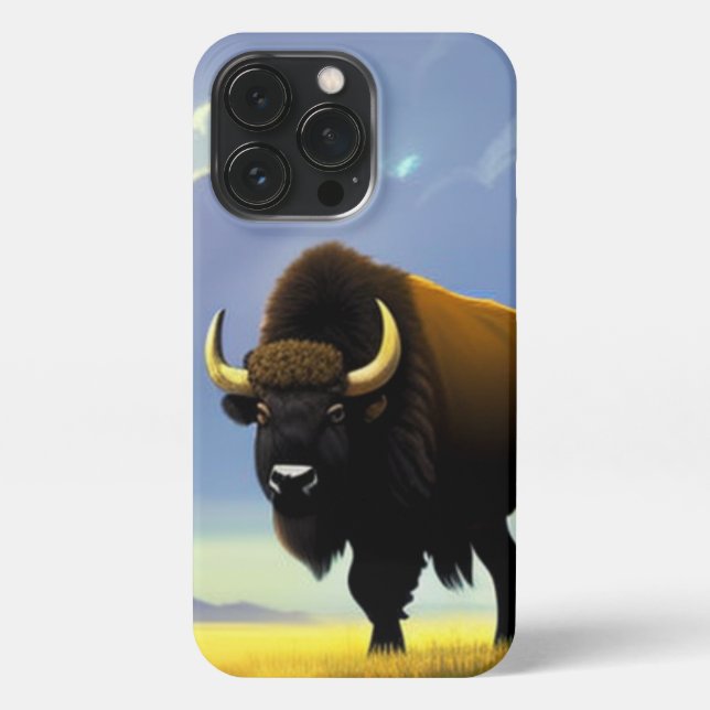 Buffalo Fields iPhone 13 Pro Slim Fit Case, Glossy Case (Back)