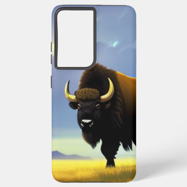 Buffalo Fields iPhone 13 Pro Slim Fit Case, Glossy Samsung Galaxy S21 Ultra Case (Back)