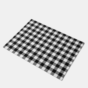 Buffalo Gingham Black And White Check Plaid Wrappi Doormat