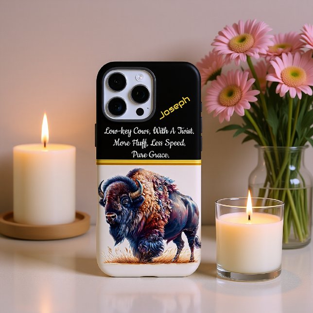 Buffalo Grazes in Golden Grass at Dusk Case-Mate iPhone Case (Creator Uploaded)