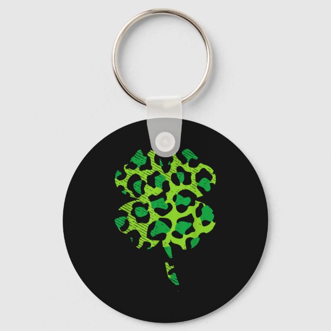 Buffalo Green Leopard Plaid Shamrock Cool St Patri Key Ring (Front)