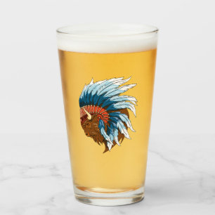 Buffalo Head With indian Headdress Glass